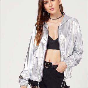 💖Silver metallic zip up💖